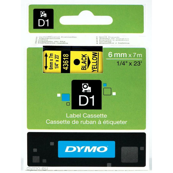 Bandă Laminată pentru Aparate de Etichetat Dymo D1 43618 6 mm LabelManager™ Galben (5 Unități)