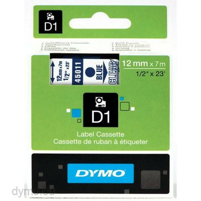 Bandă Laminată pentru Aparate de Etichetat Dymo D1 45011 12 mm LabelManager™ Albastru Transparent (5 Unități)