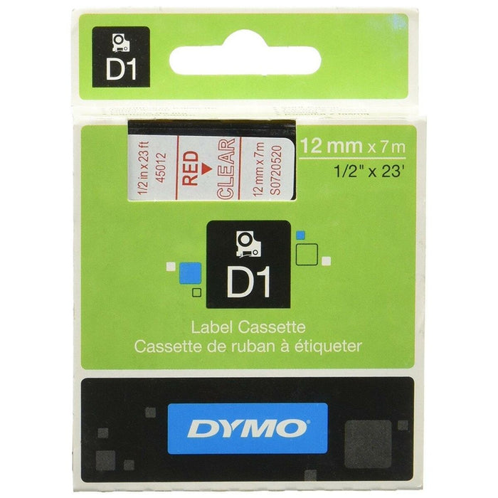 Bandă Laminată pentru Aparate de Etichetat Dymo D1 45012 12 mm LabelManager™ Transparent Roșu Negru (5 Unități)