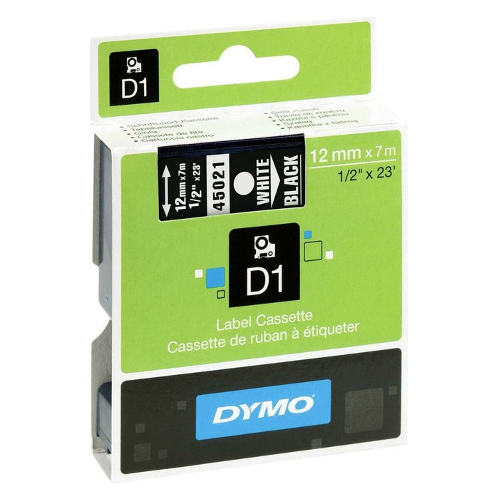 Bandă Laminată pentru Aparate de Etichetat Dymo D1 45021 12 mm LabelManager™ Alb Negru (5 Unități)