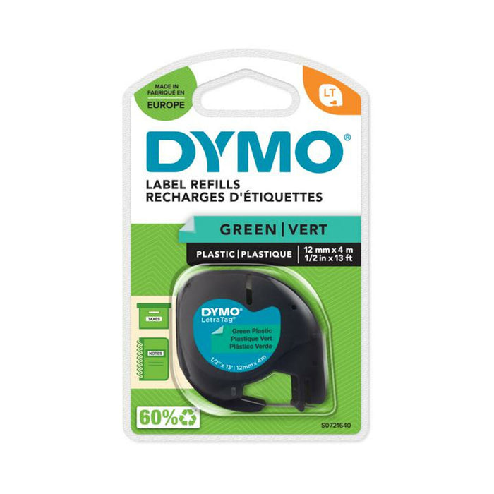 Bandă Laminată pentru Aparate de Etichetat Dymo 91204 12 mm LetraTag® Negru Verde (10 Unități)