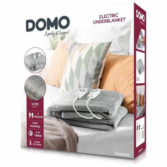 Husă de saltea electrică DOMO 2 persoane Franela Gri 160 x 140 cm