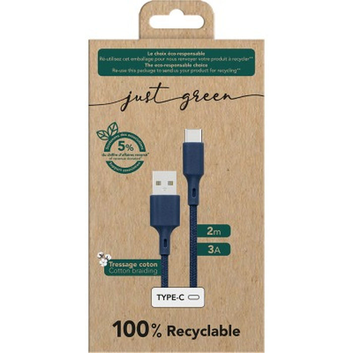 Cablu USB BigBen Connected JGCBLCOTAC2MBL Verde 2 m (1 Unități)