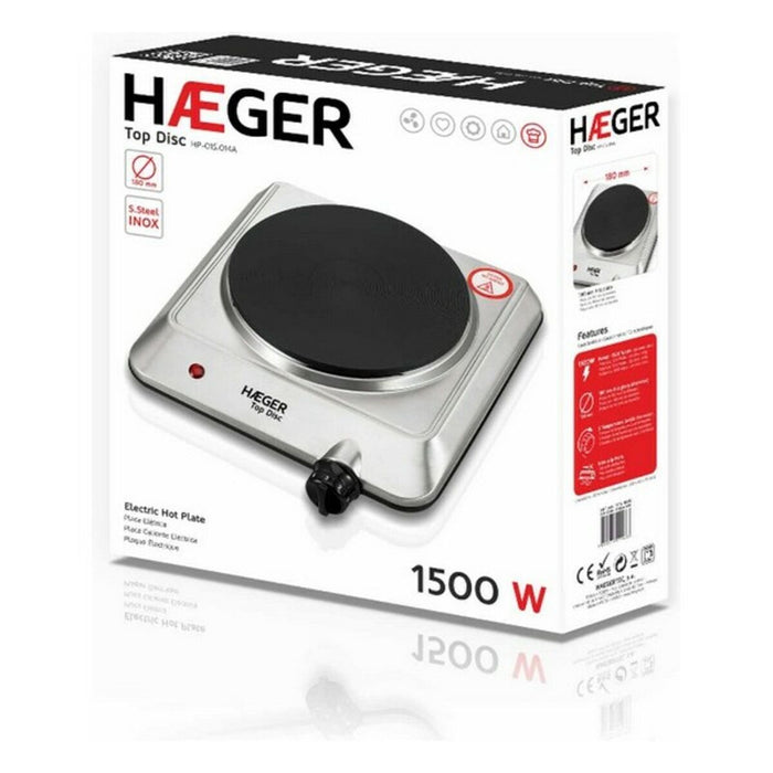 Plita Electrică Haeger HP01S014A Oțel inoxidabil 1 Plită Argintiu 1500 W 1500W