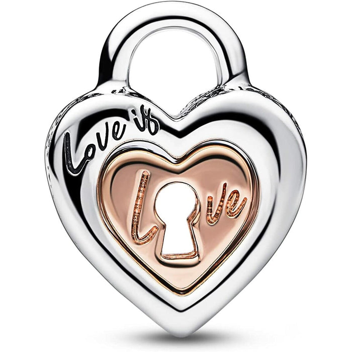 Charm Damă Pandora TWO-TONE PADLOCK SPLITTABLE HEART