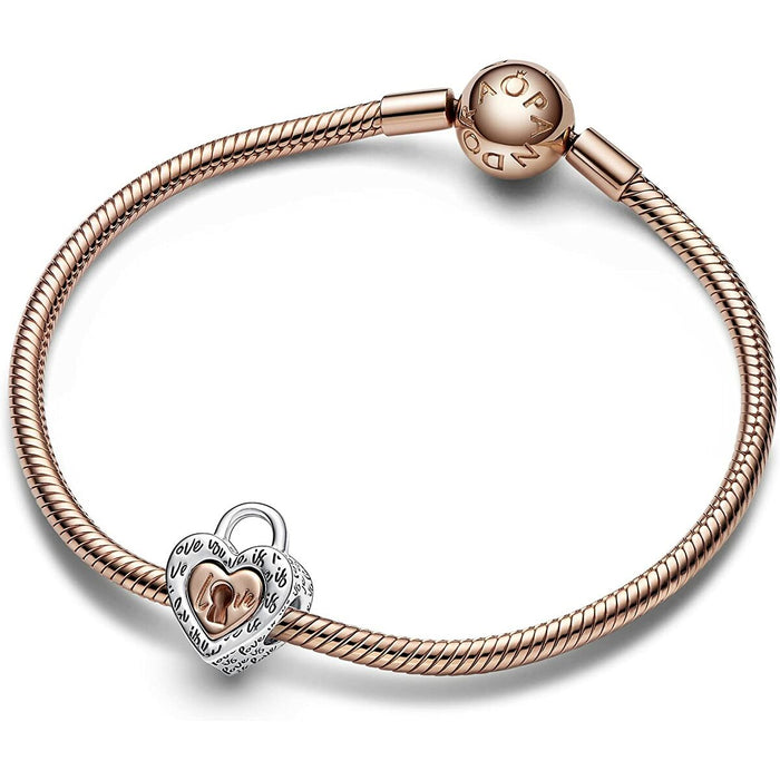 Charm Damă Pandora TWO-TONE PADLOCK SPLITTABLE HEART