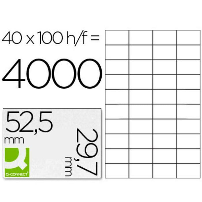 Etichete autoadezive Q-Connect KF00574 Alb 100 Frunze 52,5 x 29,7 mm 40 Etichete