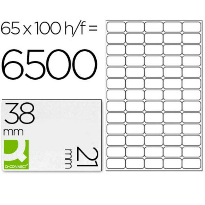 Etichete autoadezive Q-Connect KF01581 Alb 100 Frunze 38 x 21 mm 65 Etichete