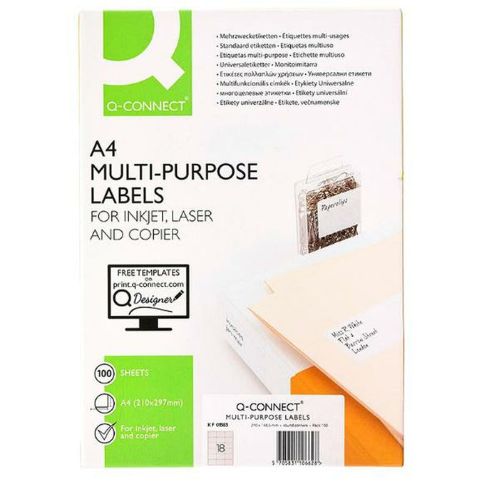 Etichete autoadezive Q-Connect KF01583 Alb 100 Frunze 66 x 46 mm