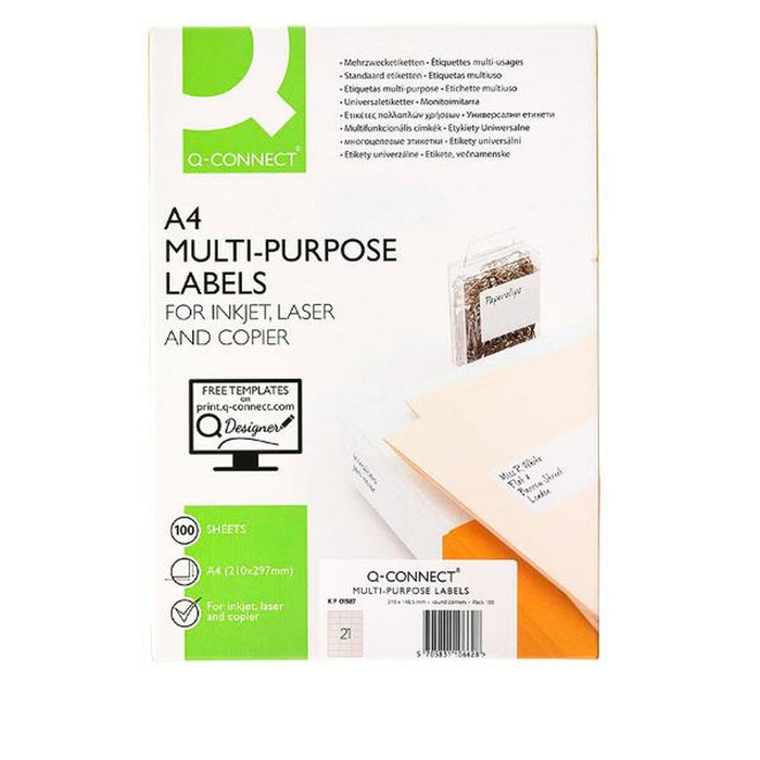 Etichete autoadezive Q-Connect KF01587 Alb 100 Frunze 63,5 x 38,1 mm