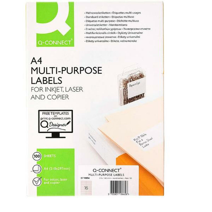 Etichete autoadezive Q-Connect KF10654 Alb 100 Frunze 105 x 37 mm
