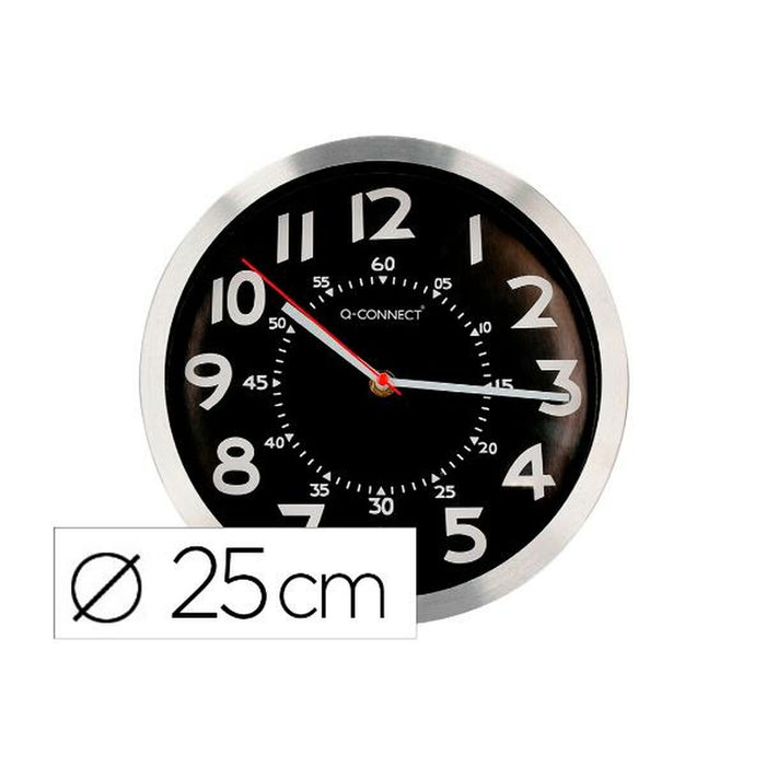 Ceas de Perete Q-Connect KF16948 Negru Ø 25 cm Metal