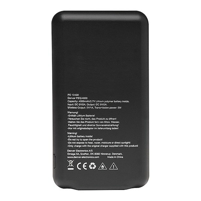 Power Bank fără fir Denver Electronics PBQ-4000 4000 mAh Negru