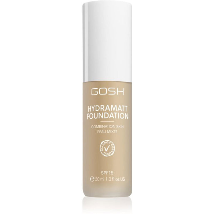 Fond de ten lichid Gosh Hydramatt, mat, pentru ten mixt, nuanța 004N Neutru deschis, SPF 15, 30 ml