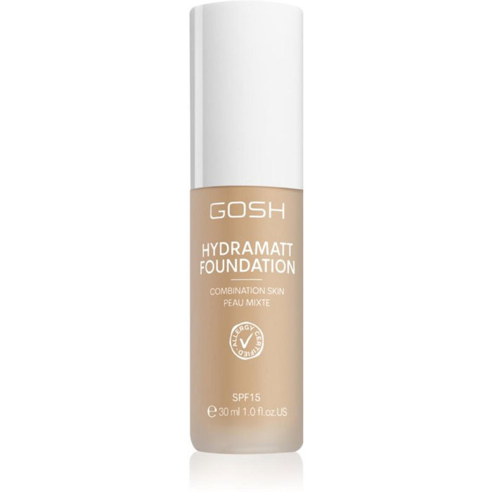 Fond de ten lichid Gosh Hydramatt, mat, pentru ten mixt, nuanța 006N Lumină medie, SPF 15, 30 ml