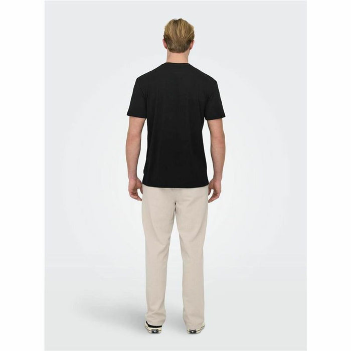 Tricou cu Mânecă Scurtă Bărbați Only & Sons Onskolton Reg Beach Negru