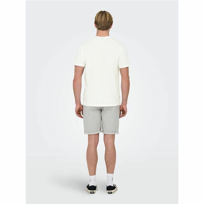 Tricou cu Mânecă Scurtă Bărbați Only & Sons Onskolton Reg Beach Alb