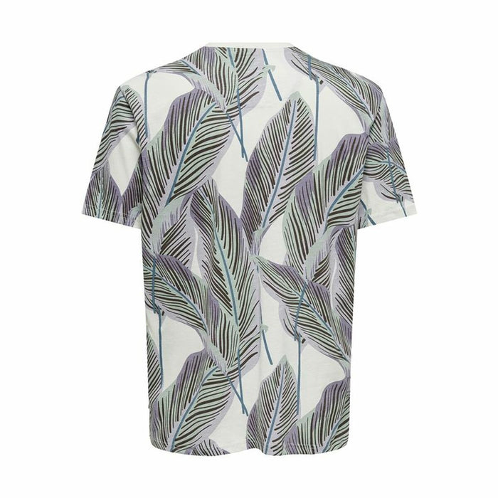 Tricou cu Mânecă Scurtă Bărbați Only & Sons Onskobe Reg Banana Leaf Albastru Alb