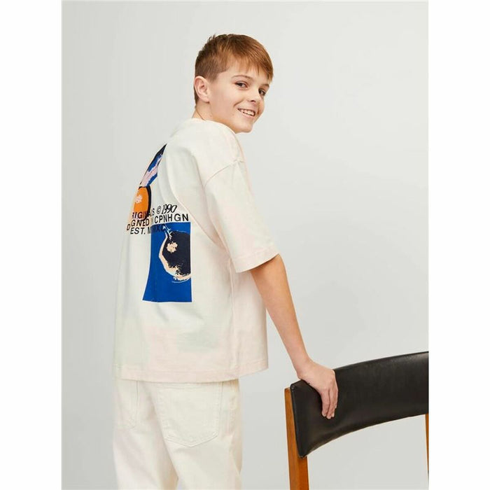 Tricou cu Mânecă Scurtă pentru Copii Jack & Jones tampa Back Bej