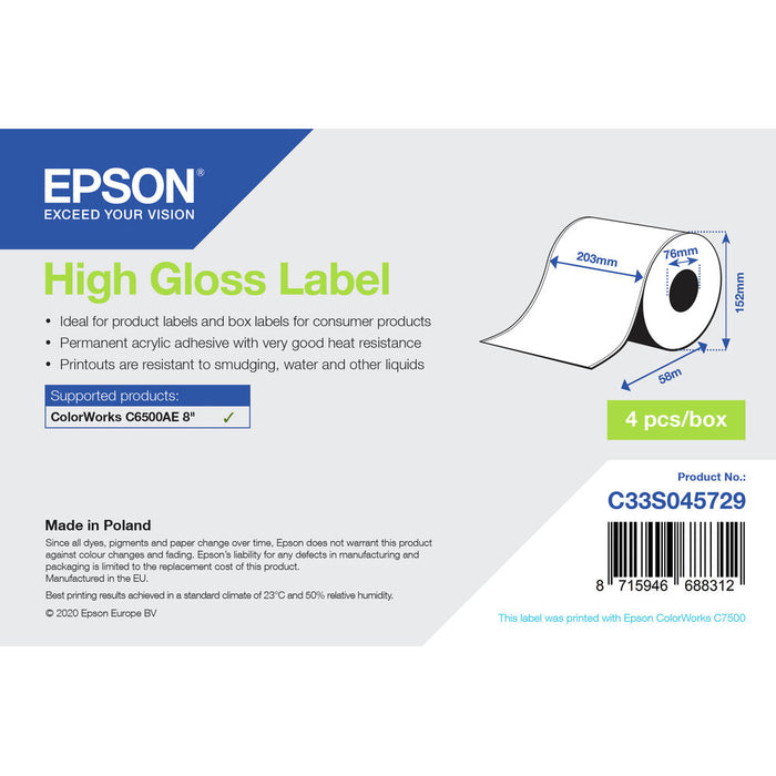 Etichete pentru Imprimantă Epson C33S045729 Alb Strălucitor Ø 76,2 mm (1 Unități) (18 Unități)