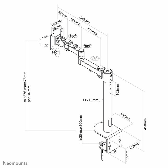Suport de Masă pentru Ecran Neomounts FPMA-D960BLACKPLUS