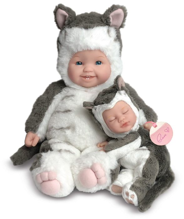 Set de păpuși Anne Geddes, Surori pisicuțe, 38 cm, 18+ luni