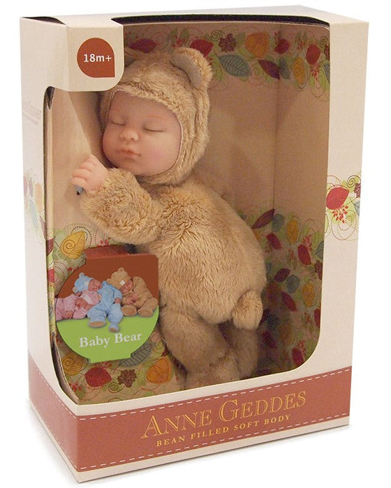 Păpușă Anne Geddes Baby Bear, 23 cm, caramel, 18+ luni