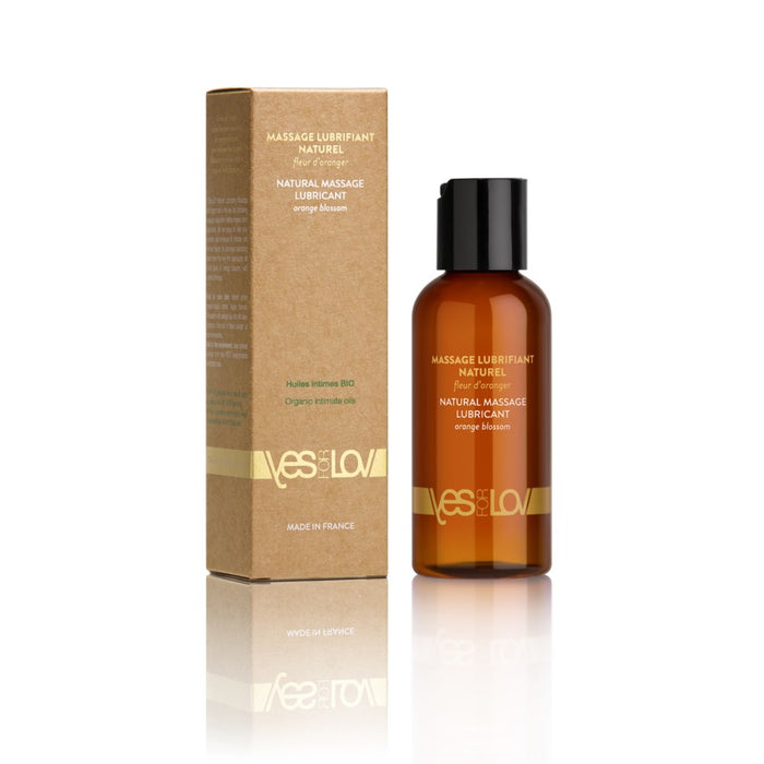 Lubrifiant pentru masaj, YESforLOV Natural Massage, uleiuri organice, floare de portocal, 100 ml