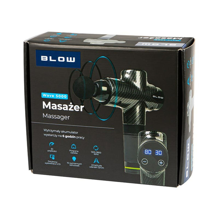 Pistol de masaj pentru relaxare și recuperare musculară Blow Wave 5000 Negru Gri 200 W 2200 mAh