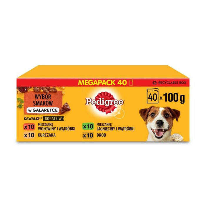 Hrană umedă Pedigree                                 Pui Vițel Carne de oaie Ficat Carne de vită Păsări 40 x 100 g