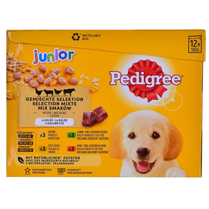 Hrană umedă Pedigree unior Selection Pui Vițel Carne de oaie Păsări 100 g 12 x 100 g