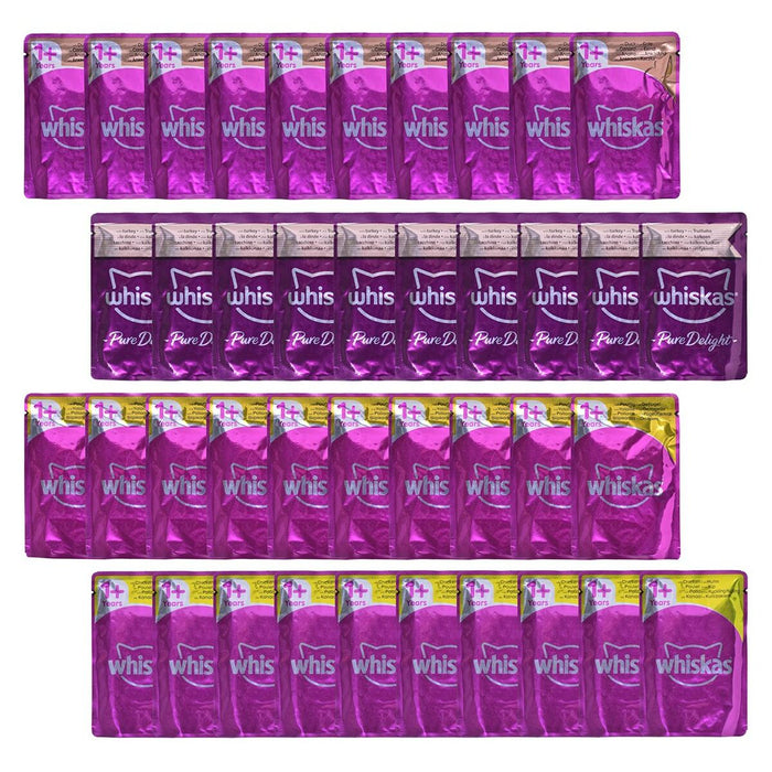 Mâncare pentru pisici Whiskas Pure Delight Pui Curcan Rață Păsări 40 x 85 g