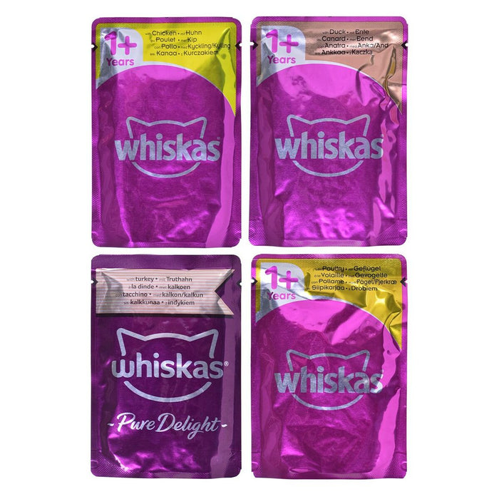 Mâncare pentru pisici Whiskas Pure Delight Pui Curcan Rață Păsări 40 x 85 g