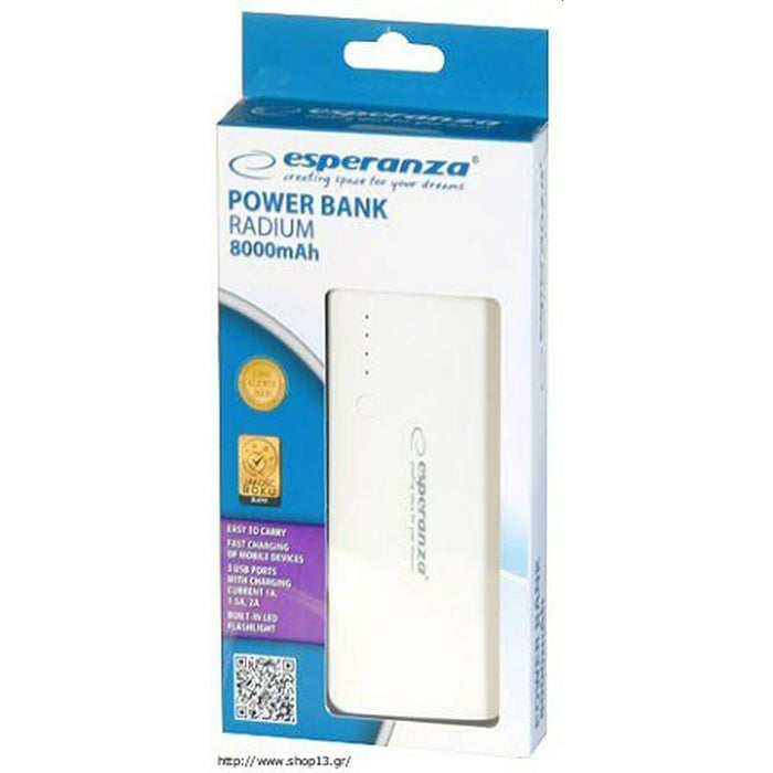 Power Bank Esperanza EMP106WE Alb Gri Alb/Gri 8000 mAh