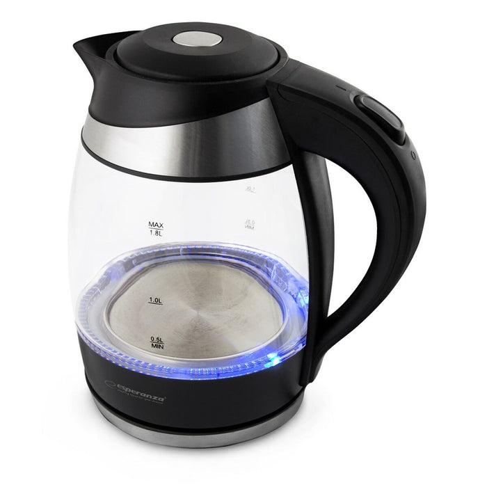Fierbător de Apă și Ceainic Electric Esperanza EKK009  Negru Sticlă Plastic 2200 W 1,8 L
