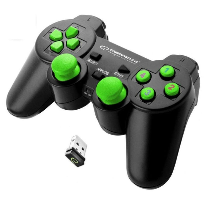 Telecomandă Gaming fără Fir Esperanza Gladiator GX600 USB 2.0 Negru Verde PC PlayStation 3
