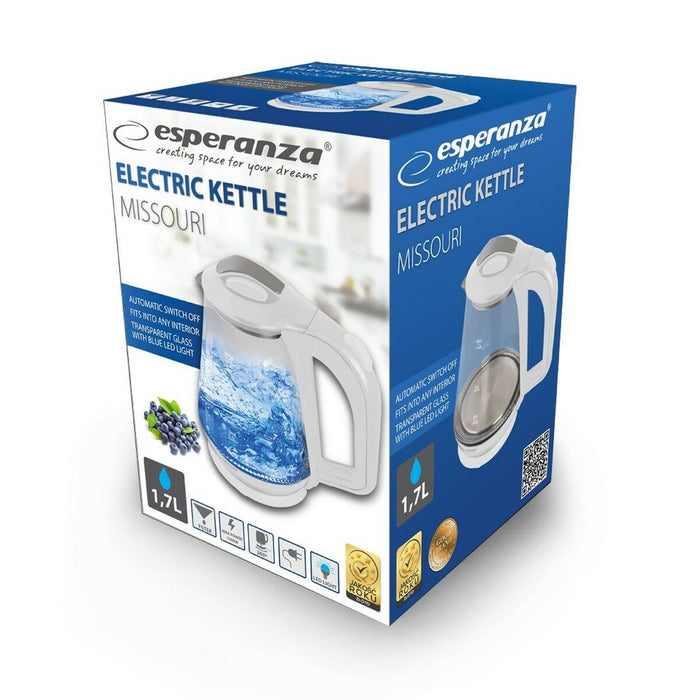Fierbător Esperanza EKK024W Alb Sticlă Plastic 1500 W 1,7 L