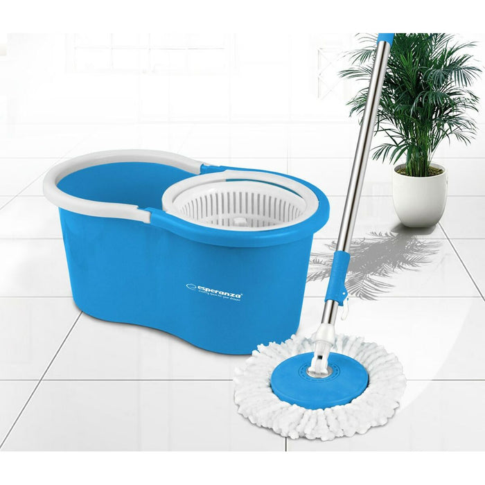 Mop with Bucket Esperanza EHS005 Albastru Alb Microfibră