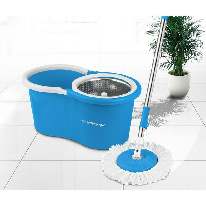 Mop with Bucket Esperanza EHS006 Albastru Alb Microfibră
