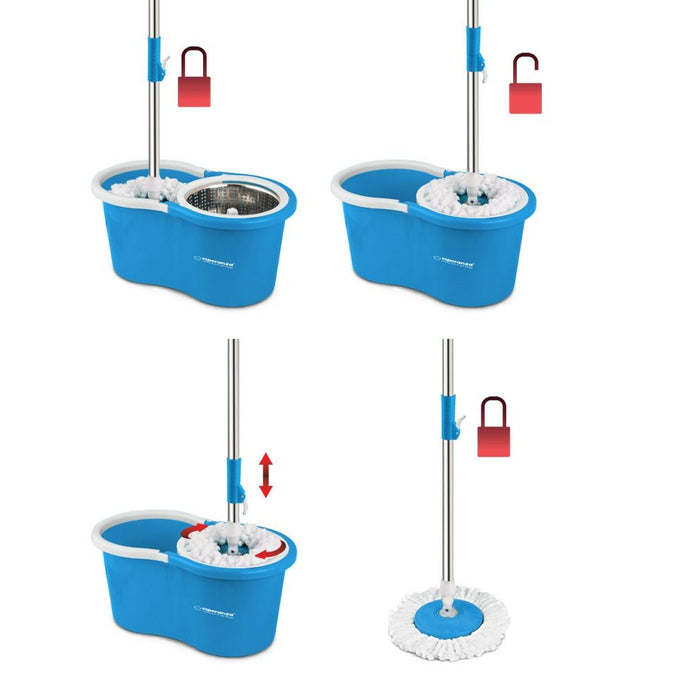 Mop with Bucket Esperanza EHS006 Albastru Alb Microfibră