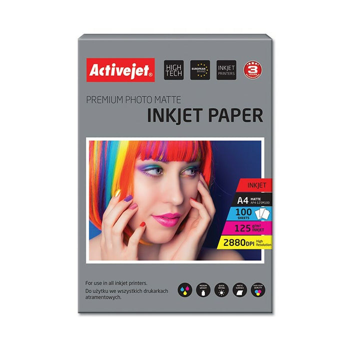 Hârtie foto mată Activejet AP4-125M100 A4 100 Frunze 21 x 29,7 cm