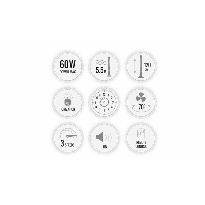Ventilator turn cu telecomandă Activejet WKS-120BPJ Alb Negru 60 W