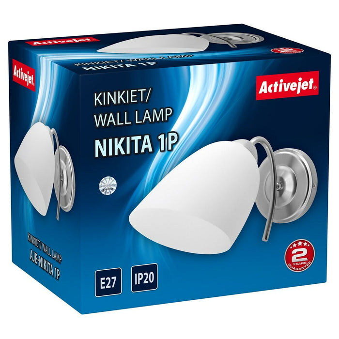 Lampă de perete Activejet NIKITA 1P Nikiel Alb nichel Metal Sticlă 60 W 220-240 V 26 x 12 x 12,5 cm 30 x 12 x 15 cm (1 Piese)