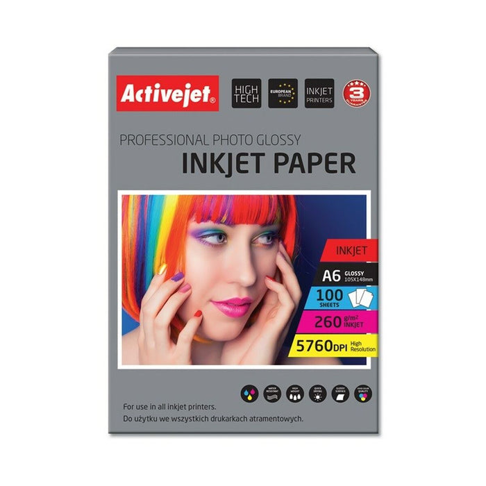 Hârtie Fotografică Lucioasă Activejet AP6-260GR100 A6 100 Frunze