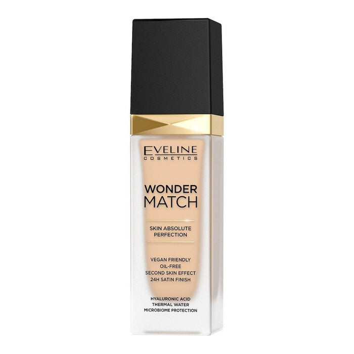 Fond de ten lichid Eveline Cosmetics Wonder Match Skin Absolute Perfection, efect second skin, nuanța 11 Migdală, 30 ml