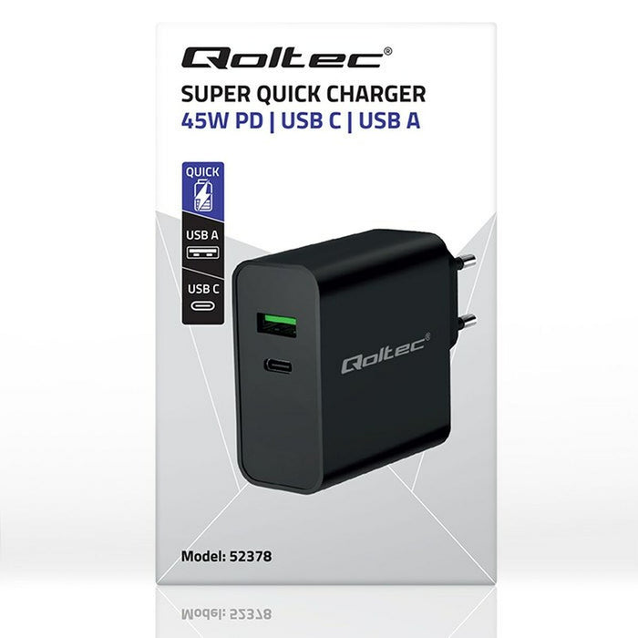 Încărcător de Perete Qoltec 52378 Negru 45 W (1 Unități)