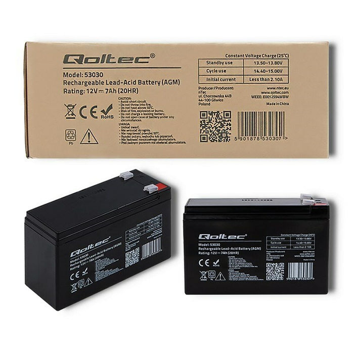 Baterie pentru Sistem de Alimentare Neîntreruptă Qoltec 53031 9 Ah 12 V