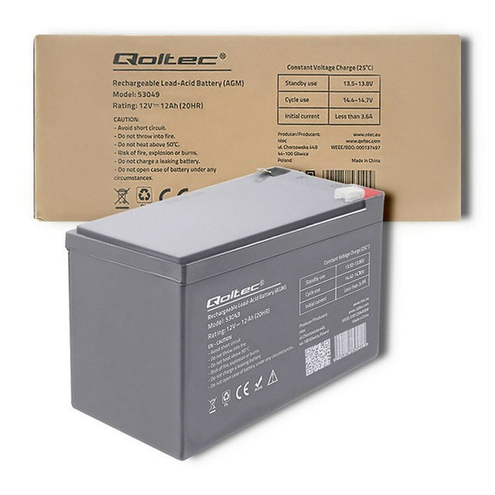 Baterie pentru Sistem de Alimentare Neîntreruptă Qoltec 53049 12 Ah 12 V