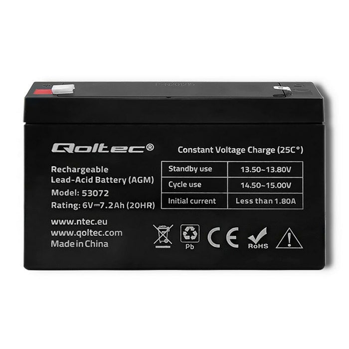 Baterie pentru Sistem de Alimentare Neîntreruptă Qoltec 53072 7200 mAh 6 V
