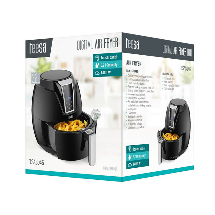 Friteuză cu Aer TEESA Digital Negru 1400 W 3,2 L